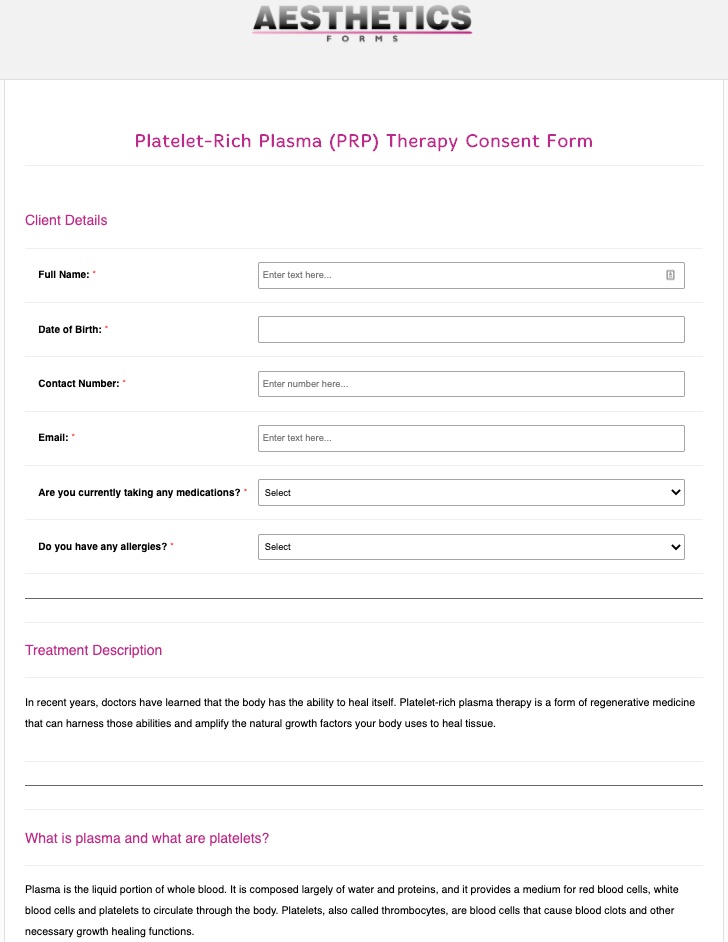 PRP Consent Form