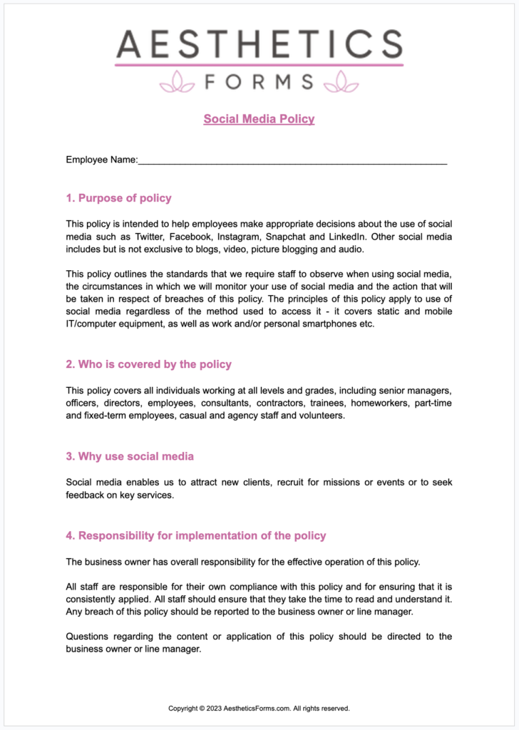 Employee Social Media Policy PDF