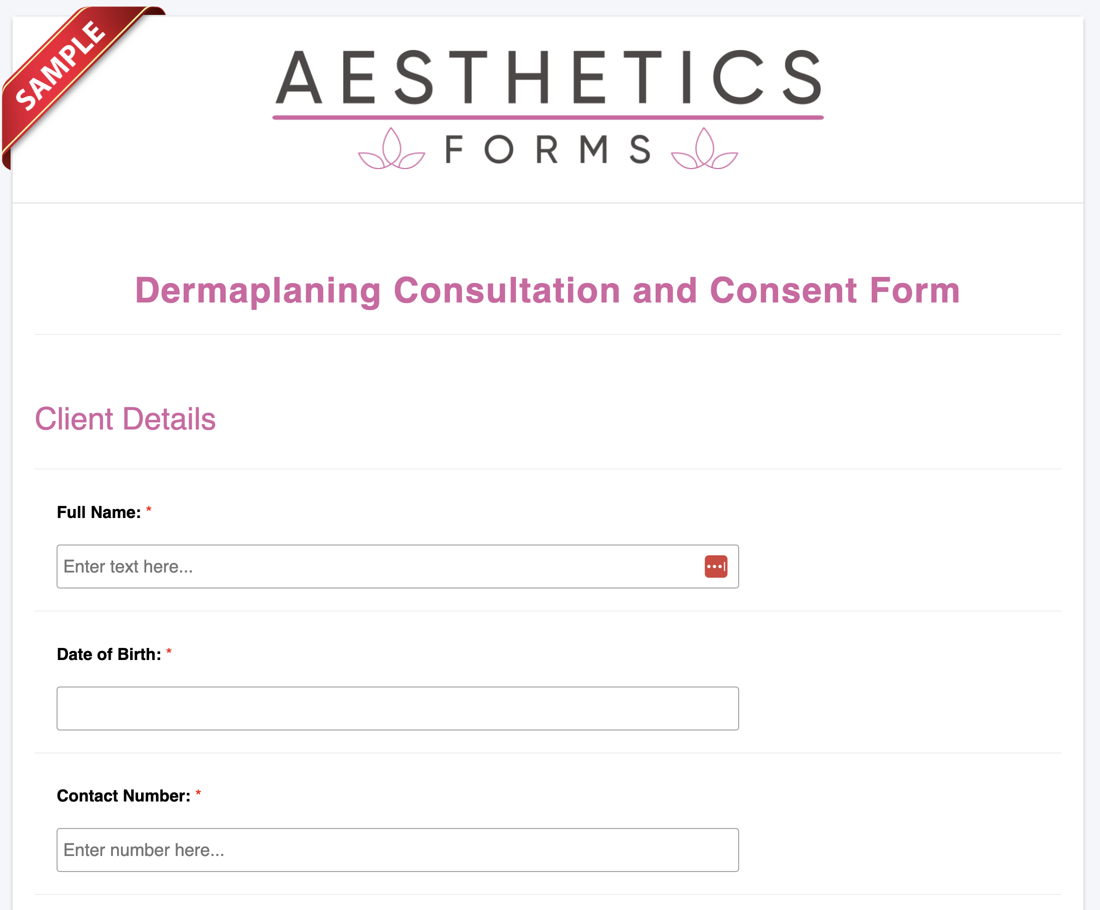 Dermaplaning Consultation Form