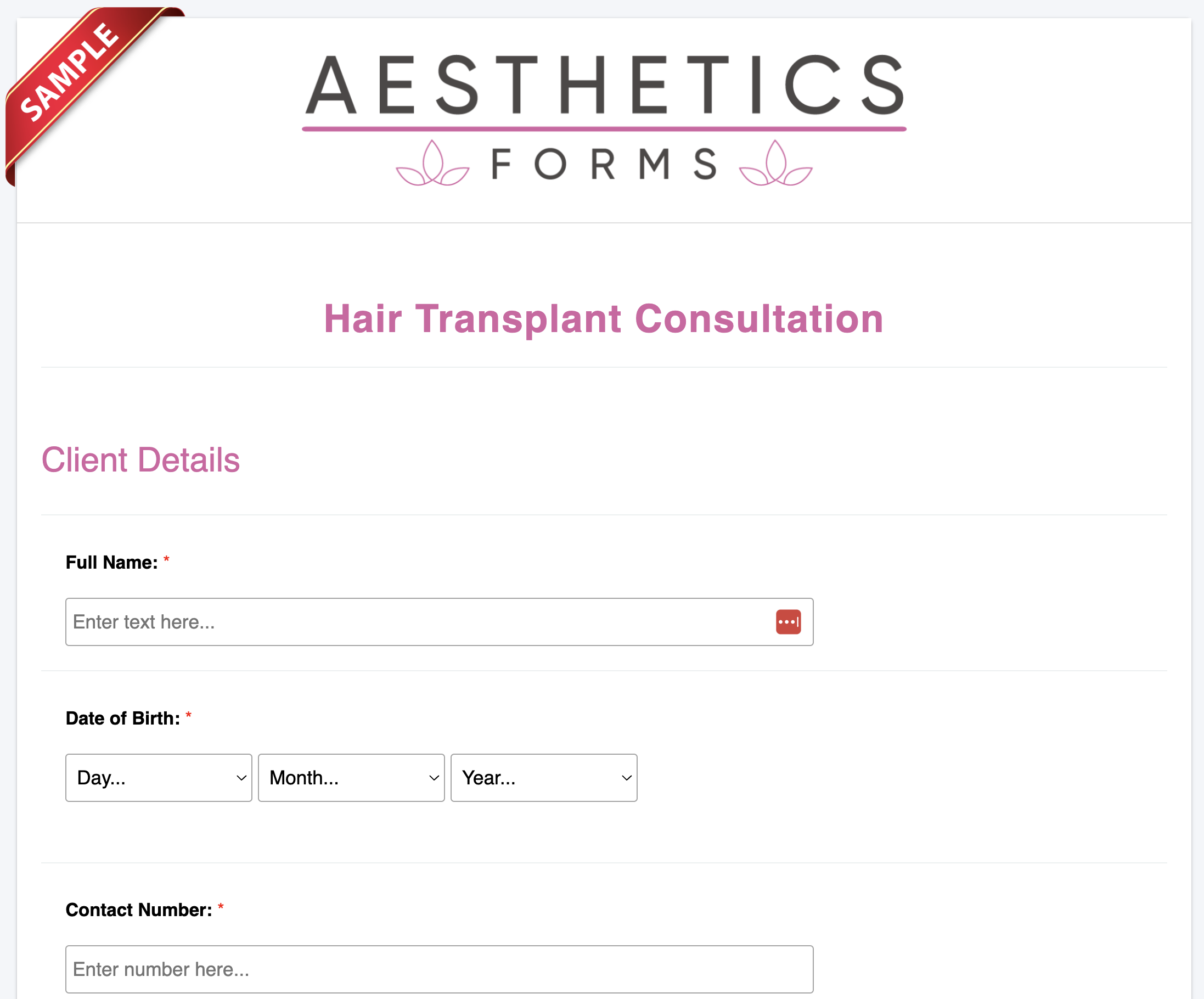 Hair Transplant Consultation Form