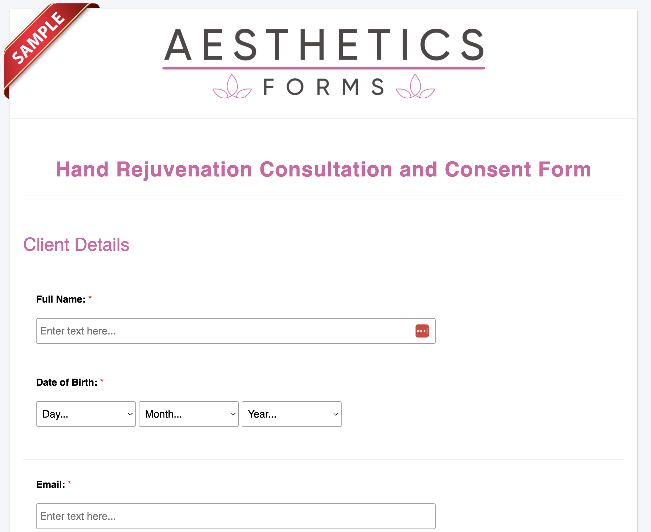 Hand Rejuvenation Consent Form