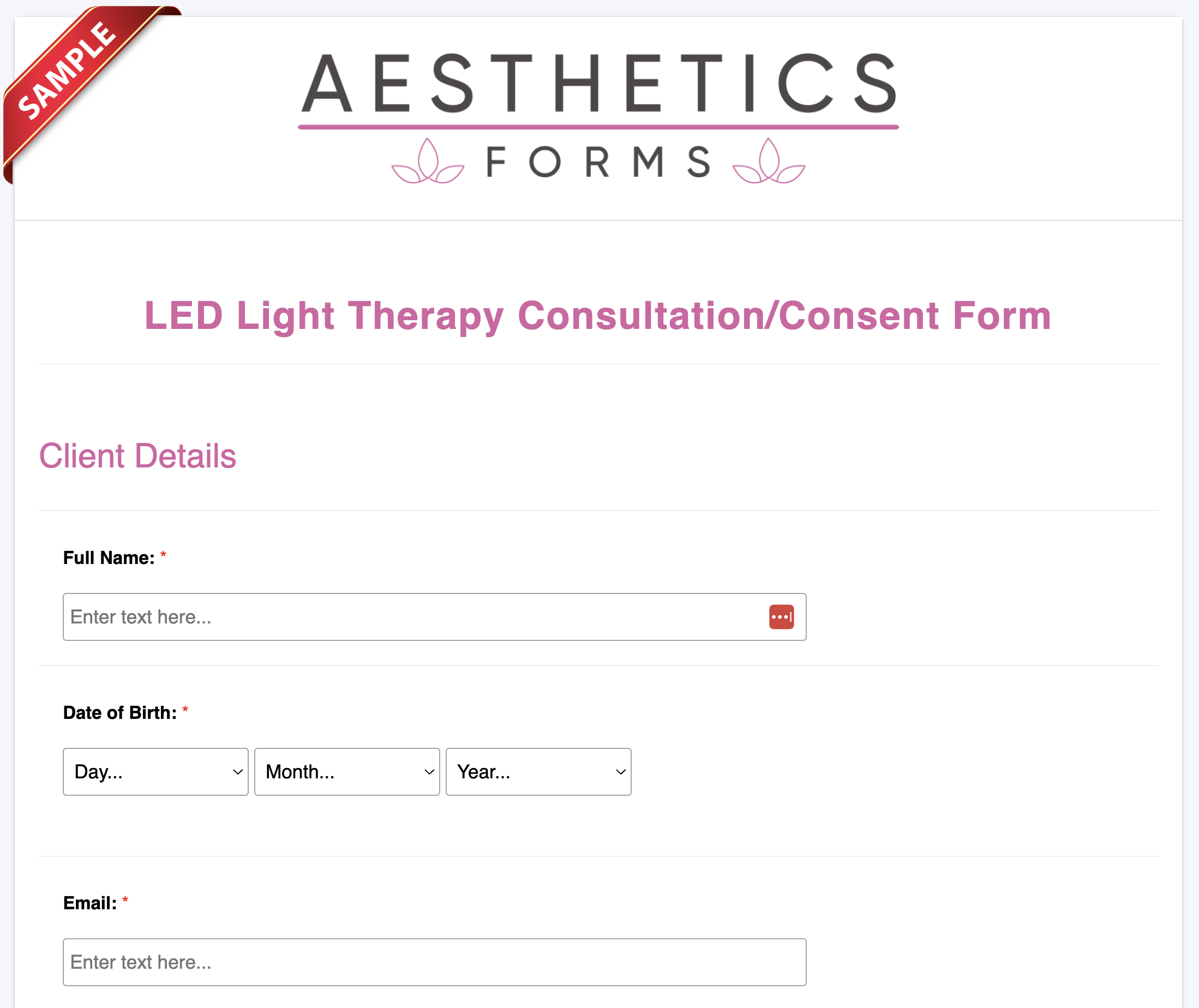 LED Light Therapy Consent Form