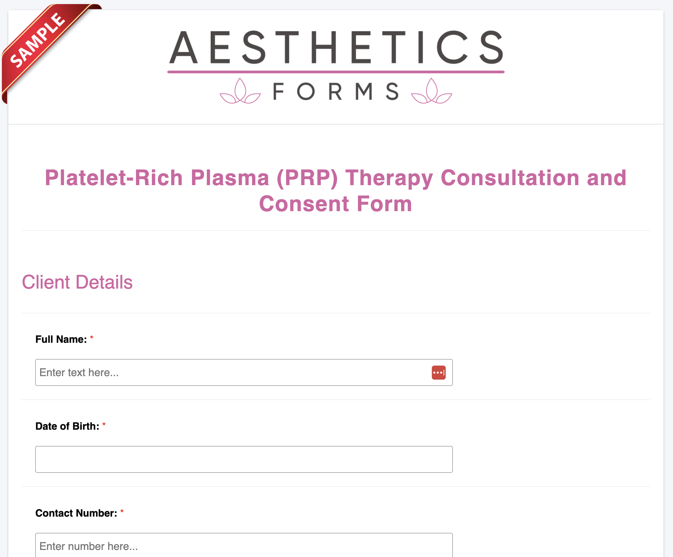 PRP Consultation Form