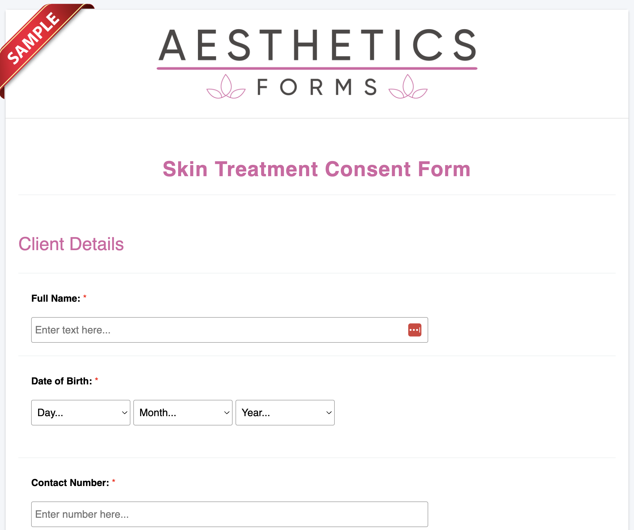 Skin Treatment Consent Form