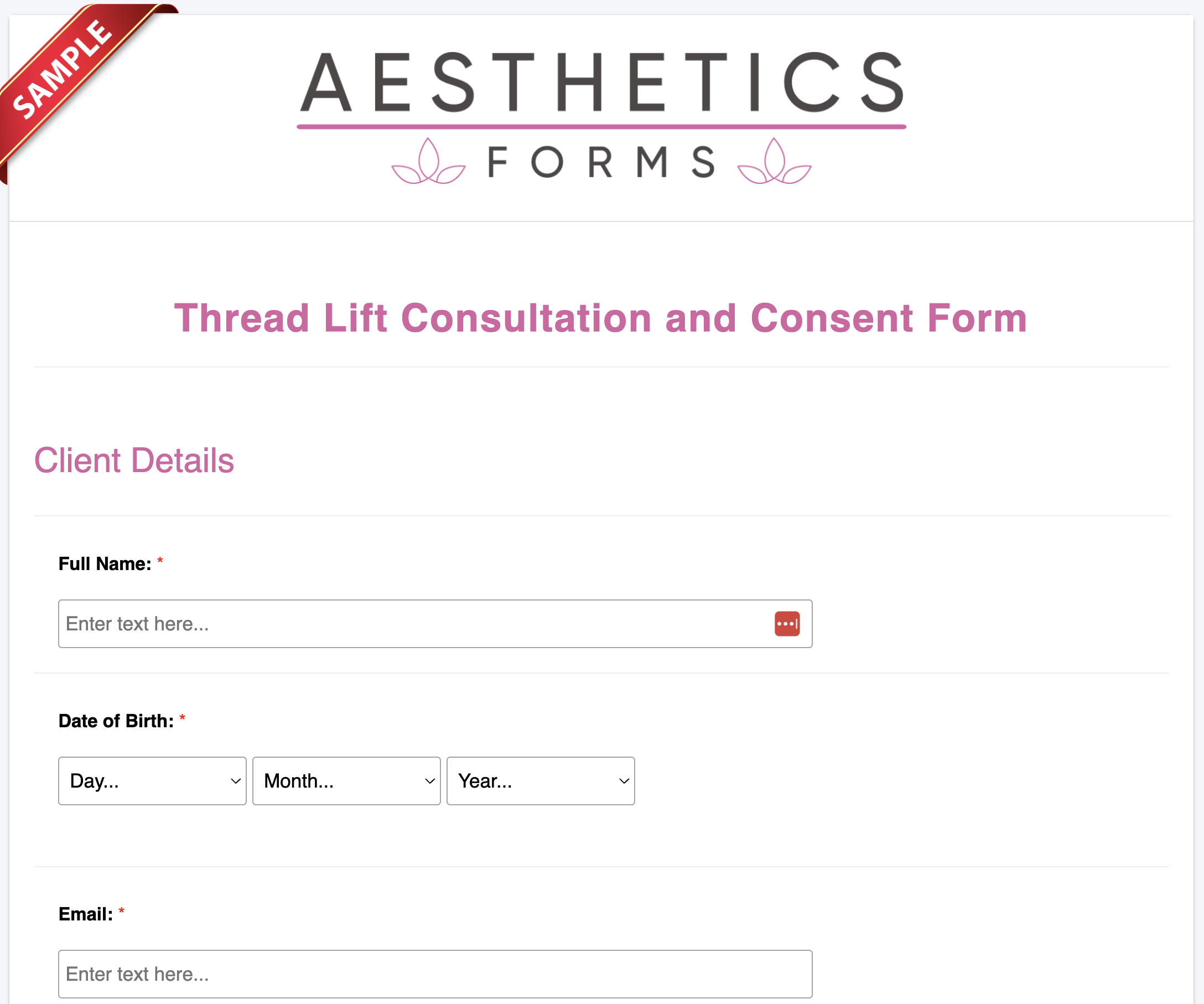 Thread Lift Consent Form
