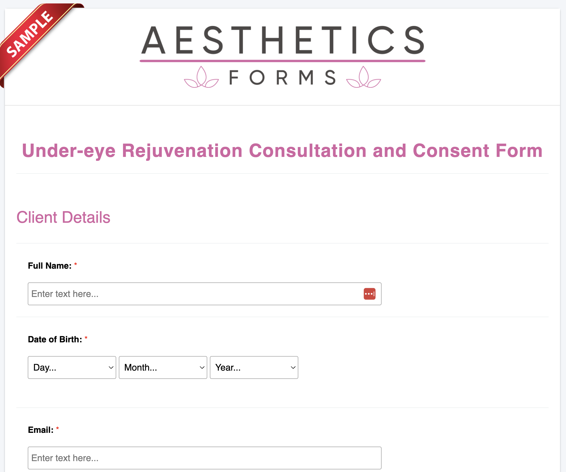 Under-eye Rejuvenation Consultation and Consent Form