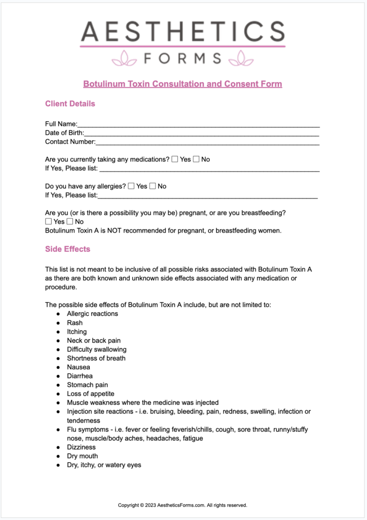 Botulinum Toxin Consultation PDF