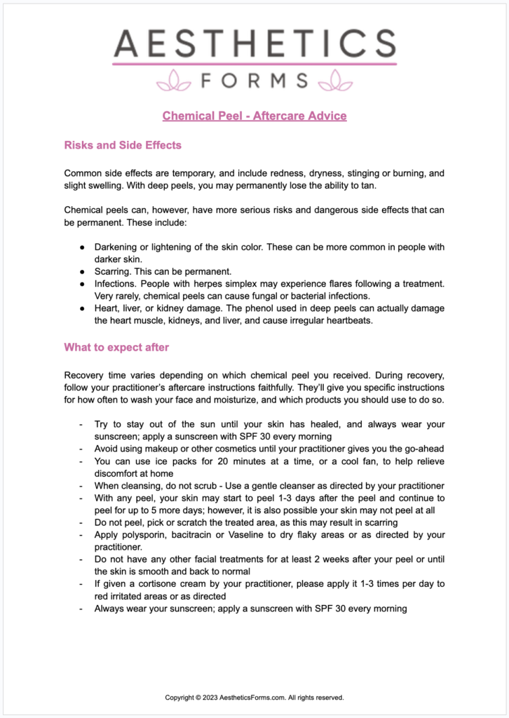 Chemical Peel Aftercare PDF