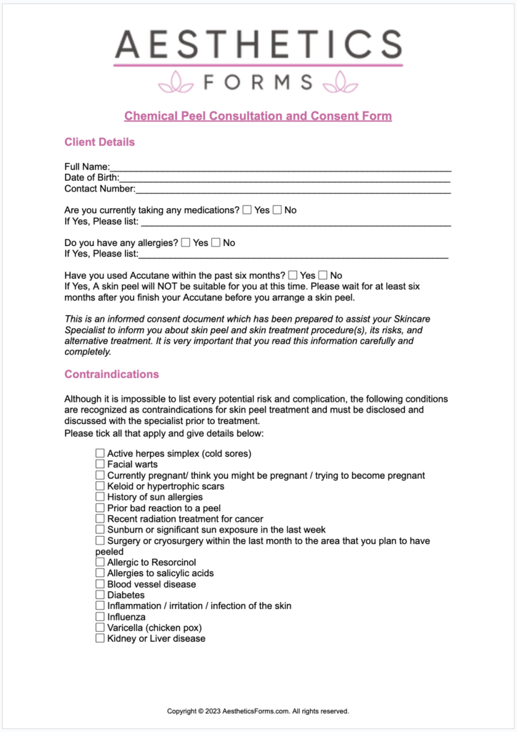 Chemical Peel Consent PDF