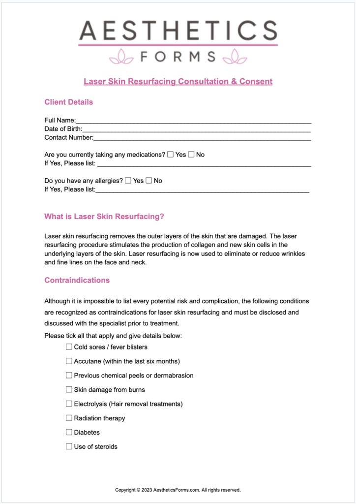 Laser Skin Resurfacing Consent PDF