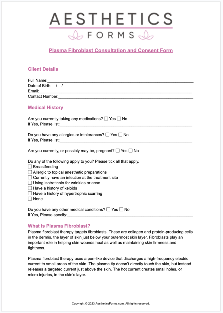 Plasma Fibroblast Consent PDF