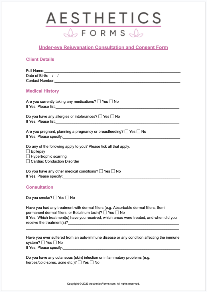 Under-eye Rejuvenation Consent PDF